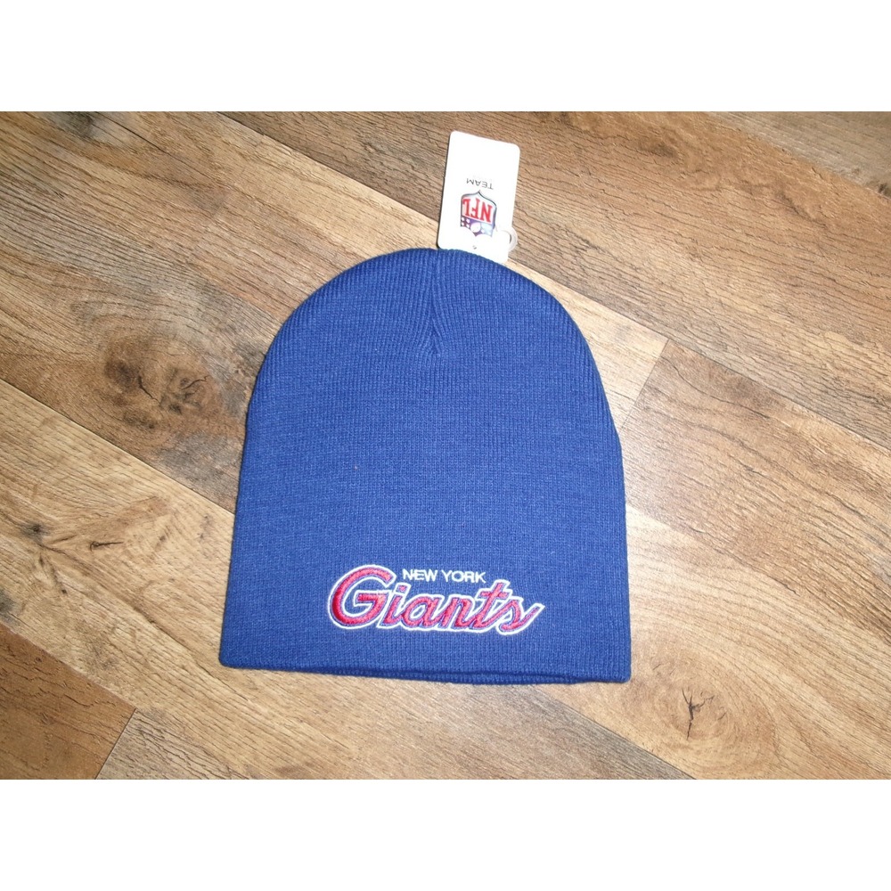 NEW YORK GIANTS BEANIE KNIT TOBOGGAN SCRIPT WINTER Y2K 00S HAT CAP VINTAGE J1